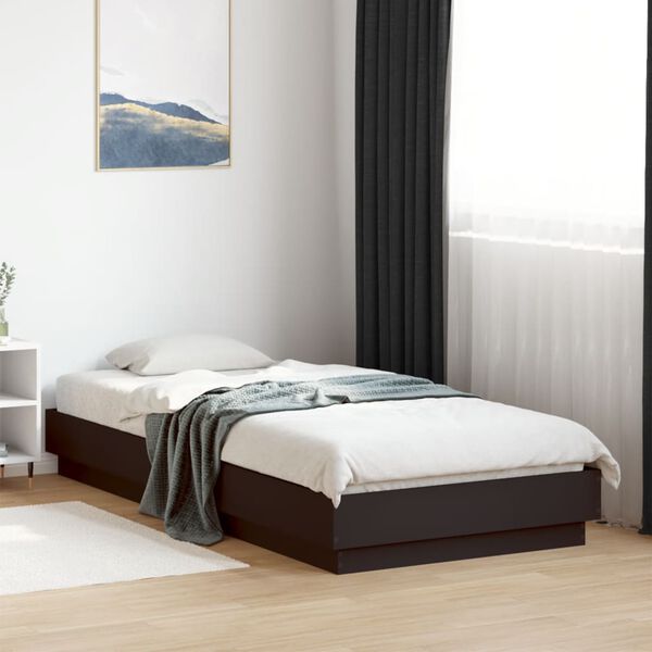vidaXL Bettgestell mit LED Schwarz 100x200 cm