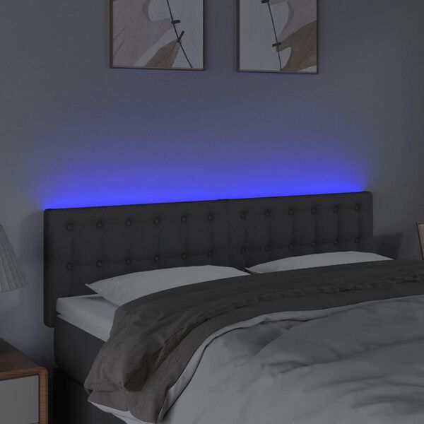 vidaXL LED Kopfteil Dunkelgrau 144x5x78/88 cm Stoff