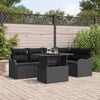 vidaXL Essgruppe mit Kissen 6 pcs Schwarz Poly Rattan