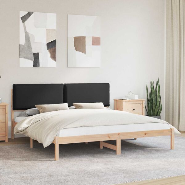 vidaXL Bettgestell mit gepolstertem Kopfteil Schwarz 180 x 200 cm