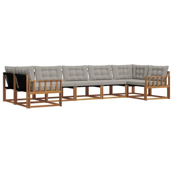 vidaXL Outdoor-Sofagarnitur mit Kissen 7 pcs Nat&uuml;rlich und Hellgrau