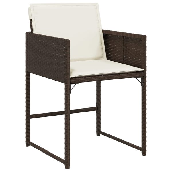 vidaXL 7-tlg. Garten-Essgruppe mit Kissen Braun Poly Rattan