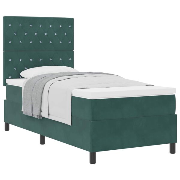 vidaXL Boxspringbett mit Matratze Dunkelgr&uuml;n 100 x 200 cm Stoff