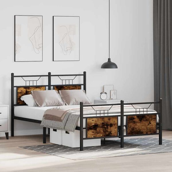 vidaXL Bettgestell ohne Matratze R&auml;uchereiche 120x200 cm Holzwerkstoff