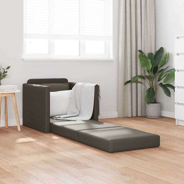vidaXL Bodensofa mit Schlaffunktion Grau 112x174x55 cm Kunstleder