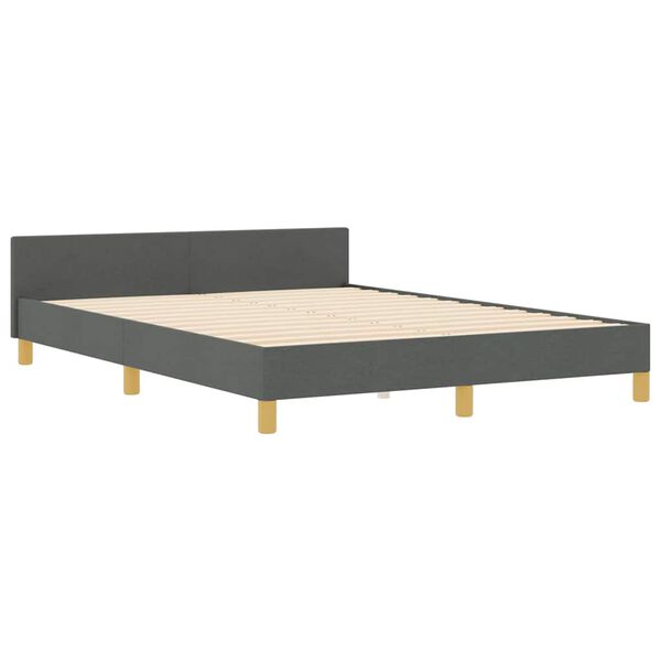 vidaXL Bettgestell mit Kopfteil Dunkelgrau 140 x 190 cm Stoff