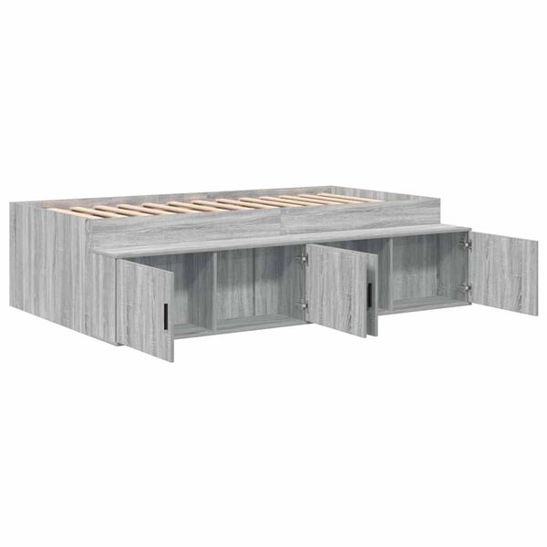 vidaXL Bettrahmen mit Speicher Graues Sonoma 90 x 190 cm Holzwerkstoff