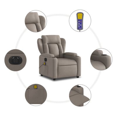 vidaXL Massagesessel Elektrisch Taupe Stoff