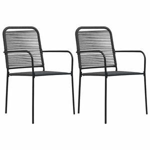 vidaXL Gartenst&uuml;hle 2 Stk. Baumwollseil und Stahl Schwarz