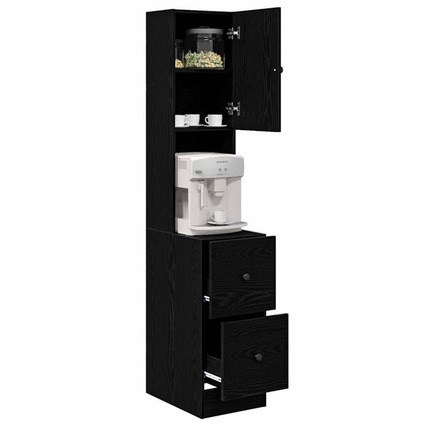 vidaXL K&uuml;chenbuffet mit Regal Schwarz Eichen-Optik 32 x 50 x 180 cm