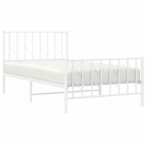 vidaXL Bettgestell mit Kopf- und Fu&szlig;teil Metall&nbsp;Wei&szlig; 100x190 cm