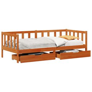 vidaXL Tagesbett mit Kopfteil 3 pcs Wachsbraun Massivholz Kiefer