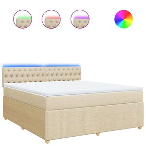 vidaXL Boxspringbett mit Matratze Creme 180x200 cm Stoff
