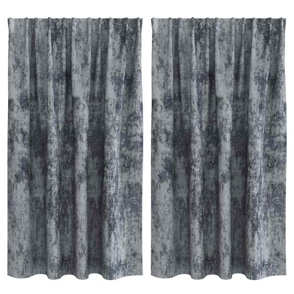 vidaXL Samtvorh&auml;nge mit Vorh&auml;ngen 2 pcs Silber Grau 140 x 140 cm Samt