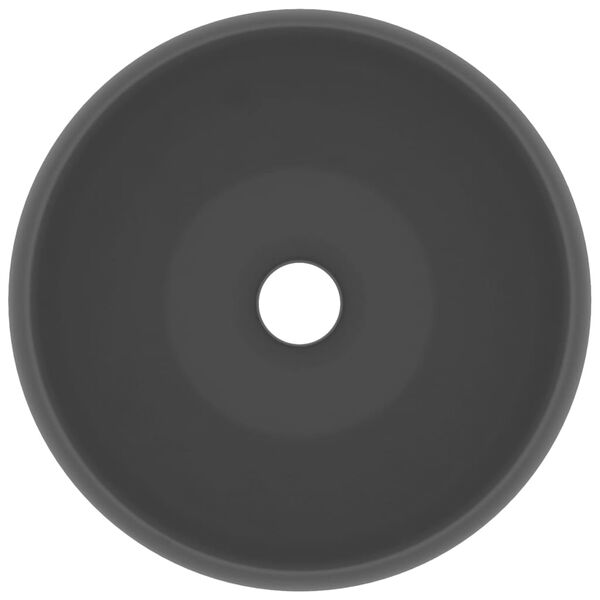 vidaXL Luxuriöses Waschbecken Rund Matt Dunkelgrau 40x15 cm Keramik