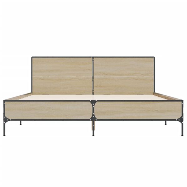 vidaXL Bettgestell Sonoma-Eiche 120x190 cm Holzwerkstoff und Metall