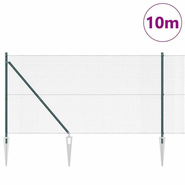 vidaXL Zaunpfosten Gr&uuml;n 10 x 1,2 m (12 x 12 mm Draht) Stahl und PVC
