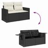 vidaXL Gartensofa-set mit Kissen 13 pcs Schwarz und Creme Poly-Rattan