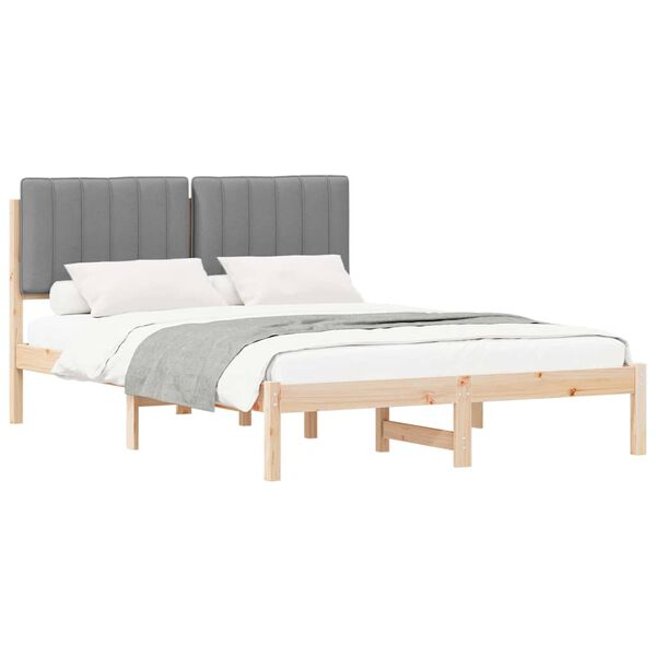 vidaXL Bettgestell mit gepolstertem Kopfteil Hellgrau 140 x 200 cm
