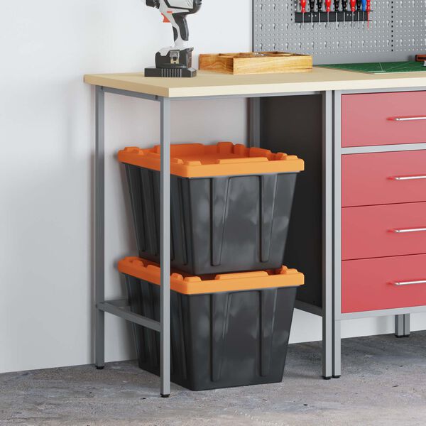 vidaXL Ecktisch Grau 55 x 55 x 85 cm Stahl und hochwertiges Holz