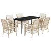 vidaXL 7-tlg. Garten-Essgruppe mit Kissen Beige Poly Rattan