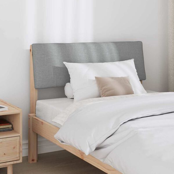 vidaXL Gepolstertes Kopfteil Hellgrau 100 cm Massives Kiefernholz