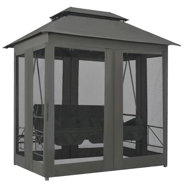 vidaXL Gartenschaukel mit Bettfunktion und Dach 220&times;160&times;240 cm Stahl