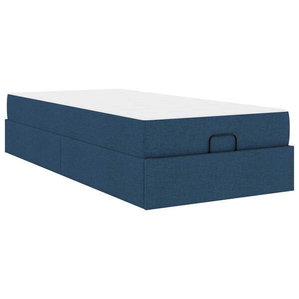 vidaXL Bettgestell mit Matratze mit Matratze 2 pcs Blau Stoff