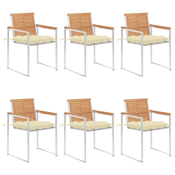 vidaXL Gartenst&uuml;hle 6 Stk. mit Kissen Massivholz Teak