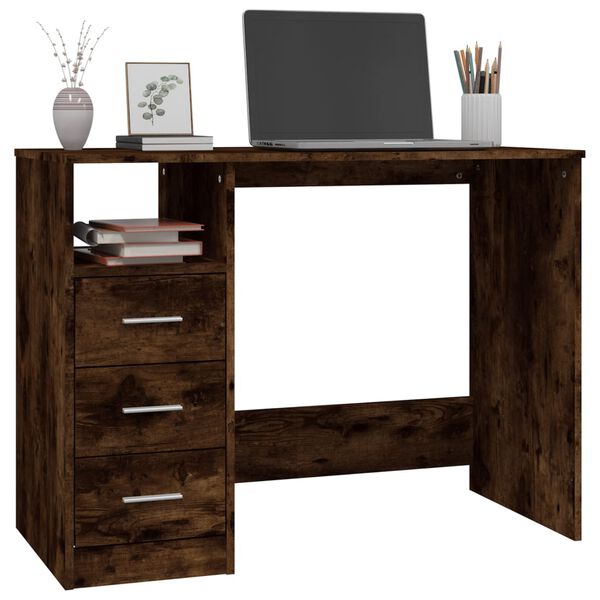 vidaXL Schreibtisch mit Schubladen R&auml;uchereiche 102x50x76 cm