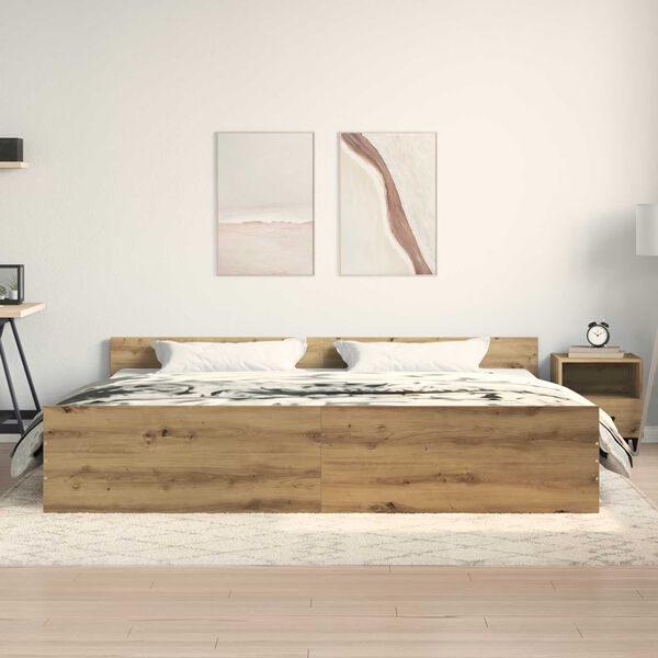 vidaXL Bettrahmen Artisan-Eiche 203 x 203 x 50 cm Holzwerkstoff