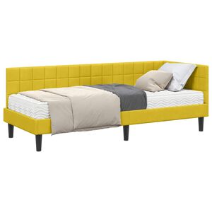 vidaXL Eckbettgestell mit Matratze mit Kopfteil 2 pcs Gelb Samt