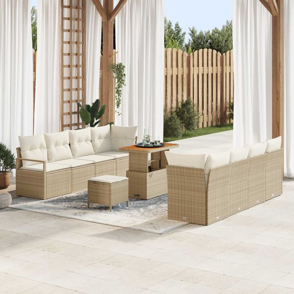 vidaXL Garten-Sofa-Set mit Kissen Beige und Creme 90 x 55 x 71 cm