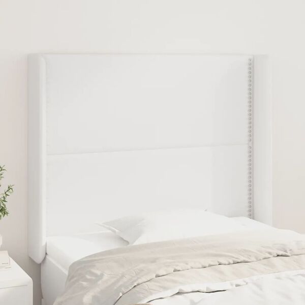 vidaXL Kopfteil mit Ohren Wei&szlig; 103x16x118/128 cm Kunstleder