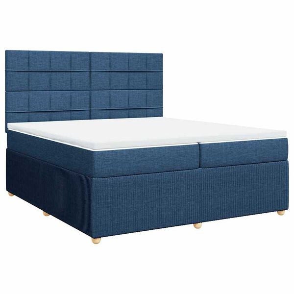 vidaXL Boxspringbett mit Matratze Blau 200x200 cm Stoff