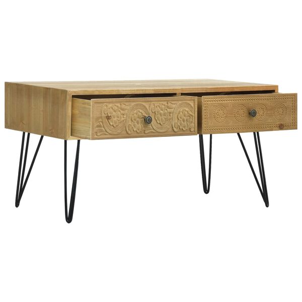 vidaXL Couchtisch mit 2 Schubladen Schnitzerei Braun 80x40x40,5cm Holz