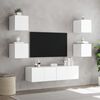 vidaXL 6-tlg. Wohnwand mit LED-Beleuchtung Wei&szlig; Holzwerkstoff