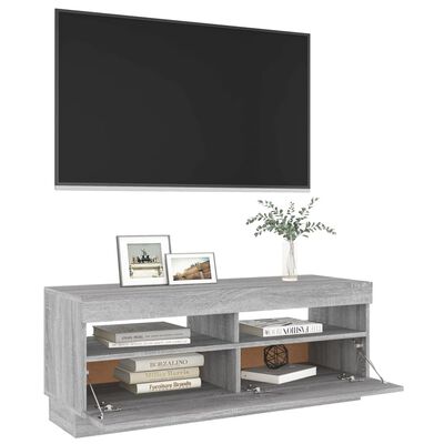 vidaXL TV-Schrank mit LED-Leuchten Grau Sonoma 100x35x40 cm