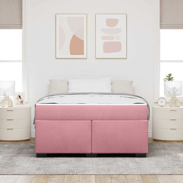 vidaXL Bettrahmen mit Matratze Rosa 140 x 200 cm Stoff