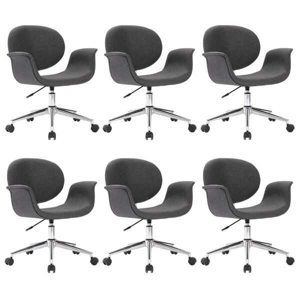 vidaXL Drehbare Esszimmerst&uuml;hle 6 Stk. Grau Stoff