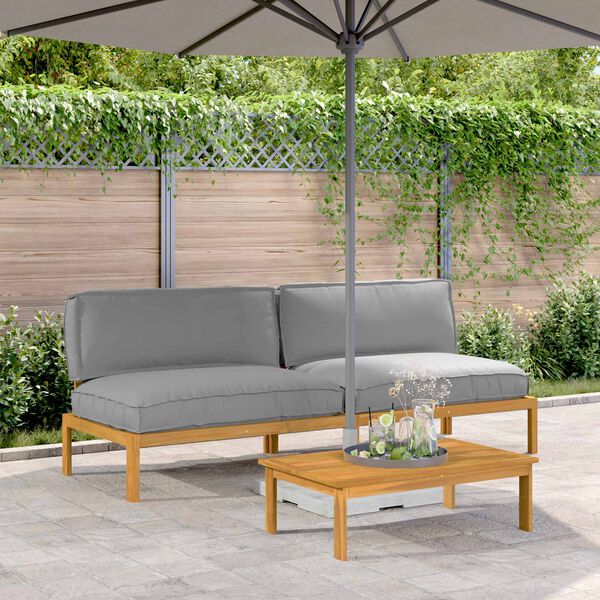 vidaXL Sofa Set mit Kissen Uni Grau 240 x 92 x 69 cm Massivholz Akazie