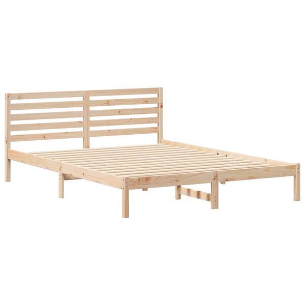 vidaXL Bettrahmen mit Kopfteil Braun 160 x 220 cm Massives Kiefernholz