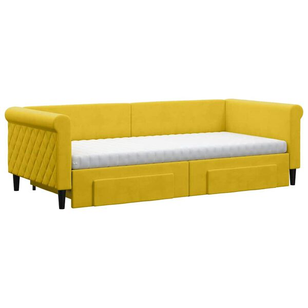 vidaXL Tagesbett Ausziehbar mit Schubladen Gelb 90x200 cm Samt