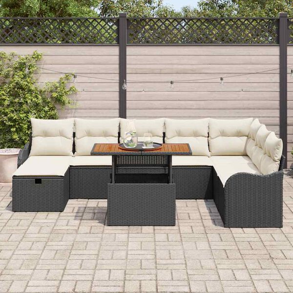 vidaXL Garten-Sofa-Set 9 pcs Schwarz Poly-Rattan