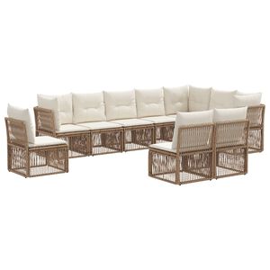 vidaXL Gartensofa-set 10 Stk. Beige Poly-Rattan