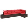 vidaXL Gartensofa-set mit Kissen 6 pcs Braun Poly-Rattan