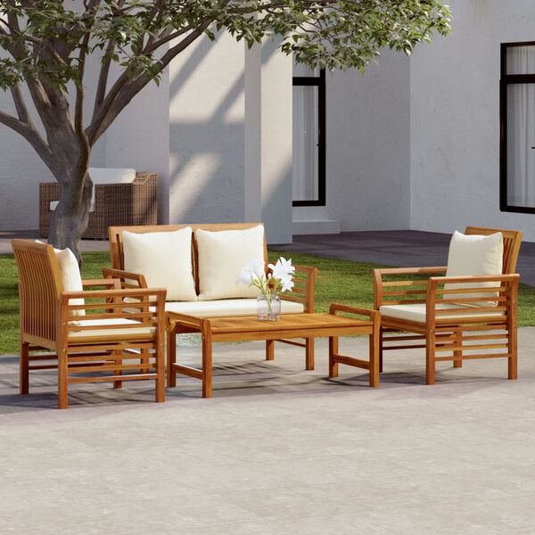 vidaXL 4-tlg. Garten-Lounge-Set mit Kissen Massivholz Akazie