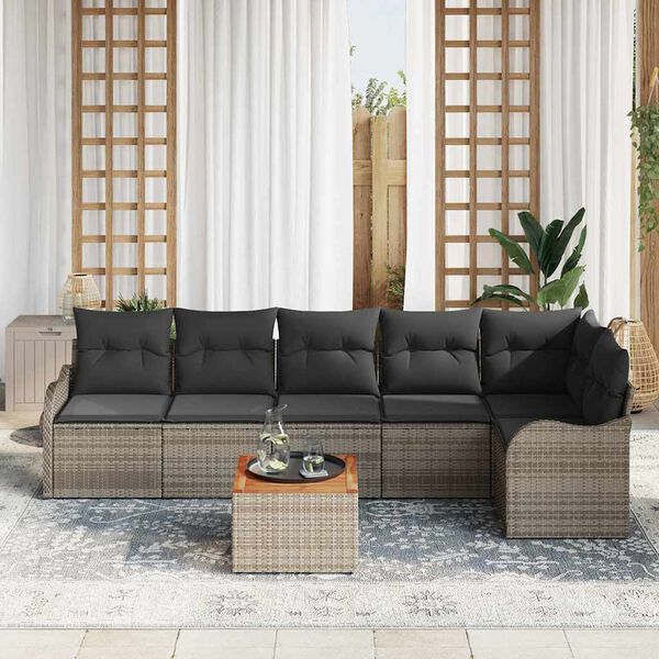 vidaXL Garten-Sofa-Set 7 pcs Grau Poly Rattan