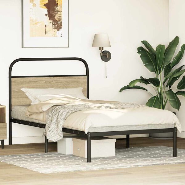 vidaXL Bettgestell ohne Matratze 90x190 cm Sonoma-Eiche Holzwerkstoff
