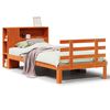 vidaXL Massivholzbett mit Regal ohne Matratze Wachsbraun 100x200 cm